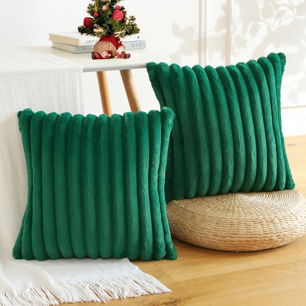 MODFU 2er Set Kunstpelz Plüsch Dekorative Kissenbezüge Flauschig Gestreifte Weich Dekorative Kissenbezug für Sofa Schlafzimmer Kissen Shell 45 x...