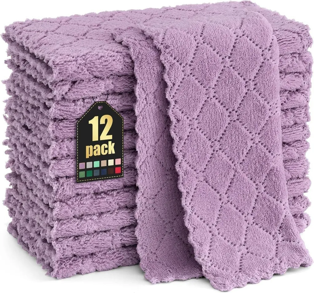 Set 12 Panni Riutilizzabili in Microfibra Viola 25x25cm - Pulizia Eco-Friendly