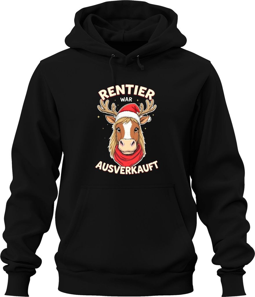 Rentier war t Weihnachten lustig Geschenk Vintage Style Uni Hoodie Kapuzenpullover, Schwarz, 3XL