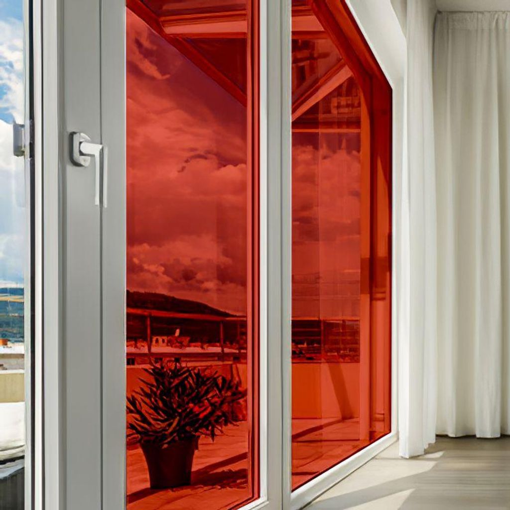 DIMEXACT - DIMEXACT Selbstklebende Sonnenschutzfolie für Autofenster, farbig, transparent für Fenster, Rot, Breite 1,52 m, Rolle -152 cm x 1.5 m ...