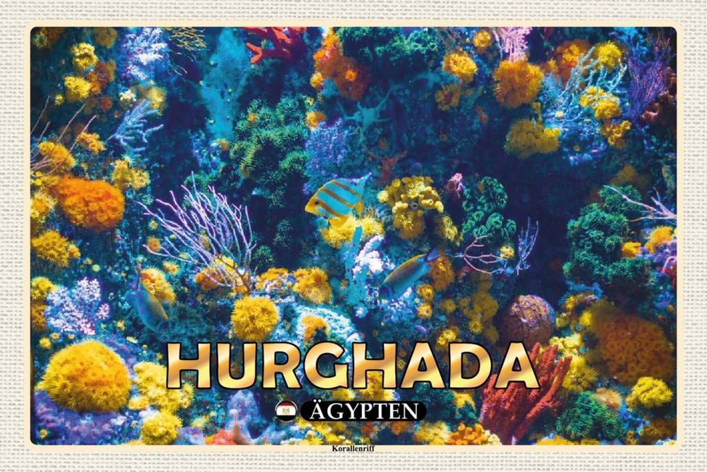 vianmo Holzschild 12x18 cm Hurghada Ägypten Korallenriff Fische Bildmotiv Reisemotiv Abenteuer Reisen