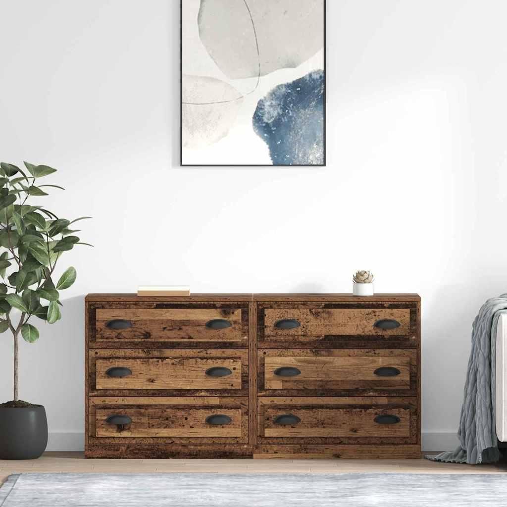 "Schlussverkauf" Sideboards 2 Stück - Standschrank Mit Stauraum - Altholz 70x35,5x67,5 cm Holzwerkstoff C6485