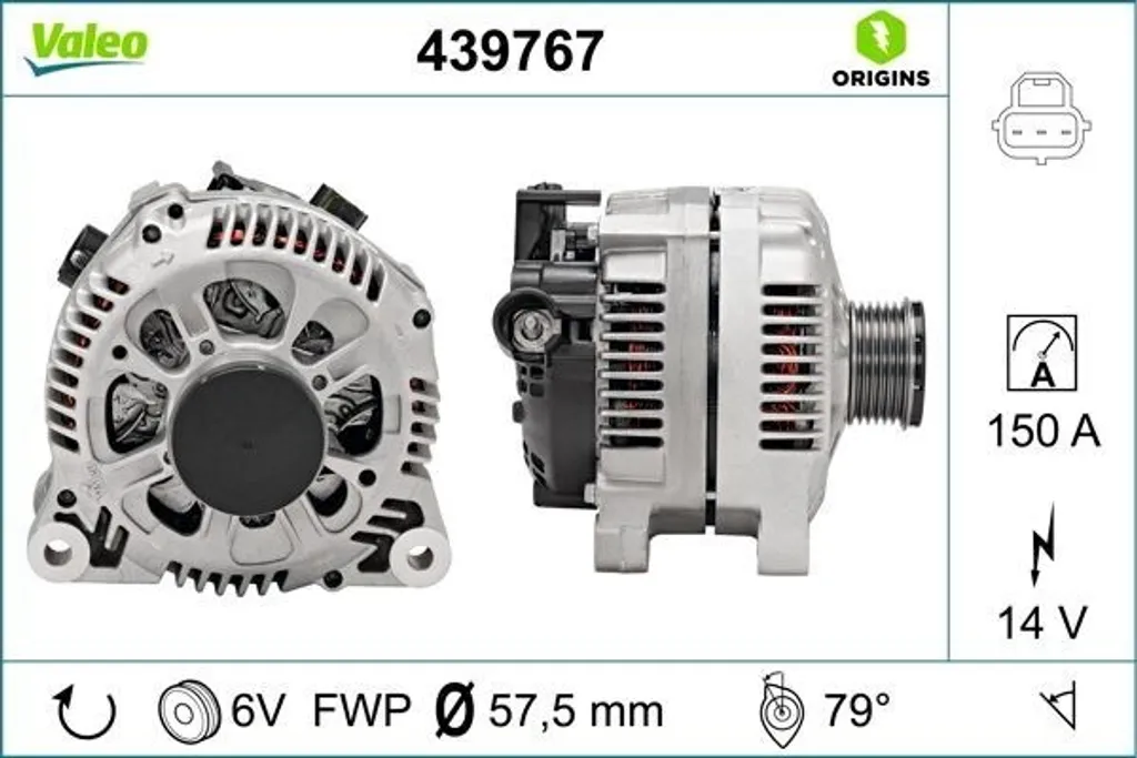 Alternateur Valeo haute fiabilité 1140136 pour Fiesta VI et Fusion