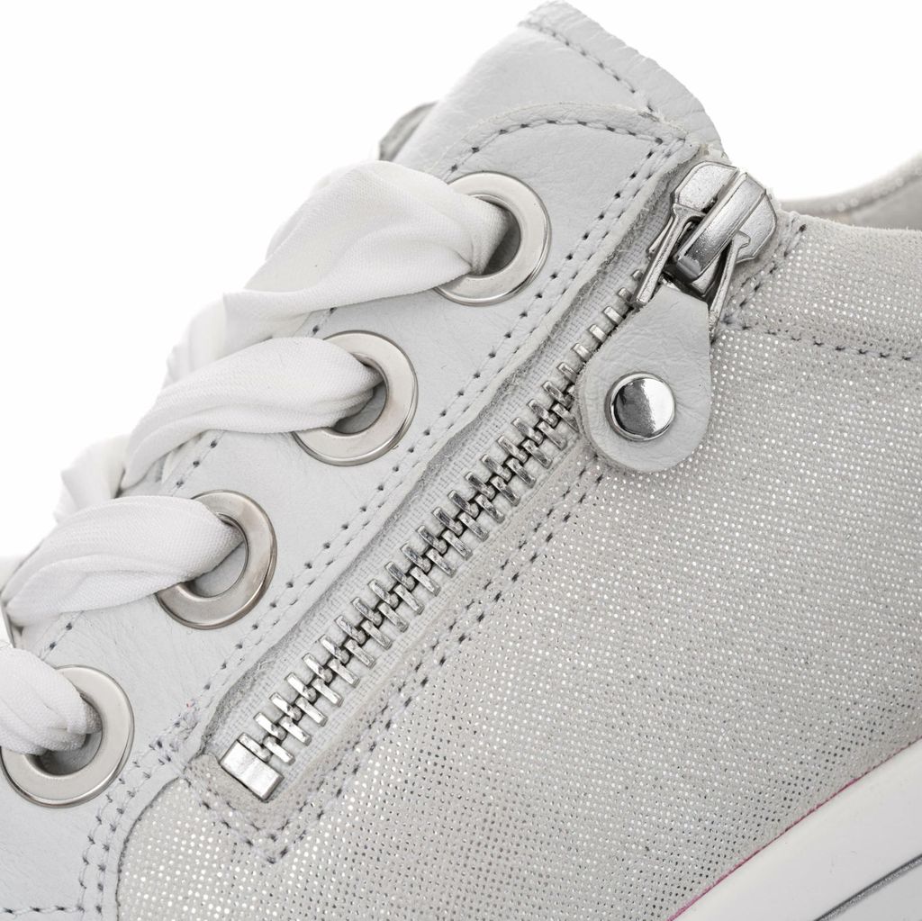 ara Damen-Schnürhalbschuh Weiß-Silber, Farbe:weiß, UK Größe:41/2