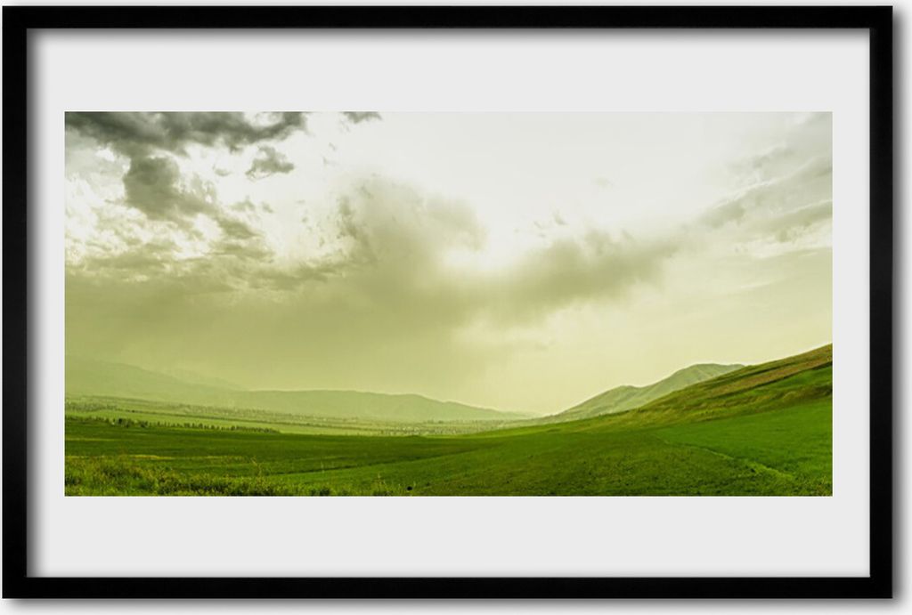Bild 60x40 MDF-Rahmen Wandkunst Natur Grün Meadow View
