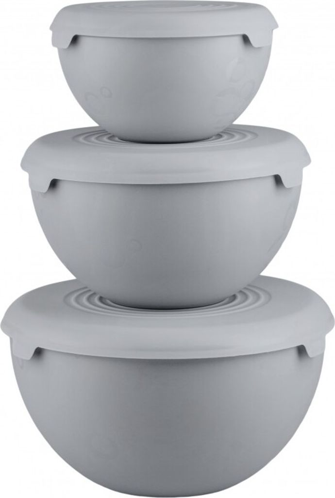Set Aus Drei Schalen 1,5 - 3 - 6 Liter Mit Deckeln – 3 Graue Verschließbare Schalen