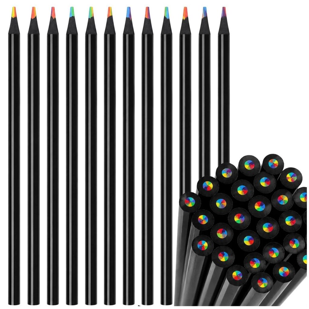 Regenboogkleurige waxkrijtjes, 7 kleuren, 24 stuks, hout, Productafbeelding 