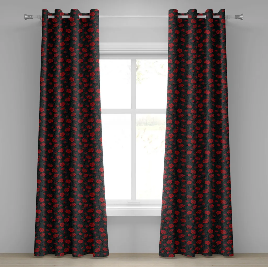 Rideaux chambre ambiance mystique rouge noir pour occultation élégante