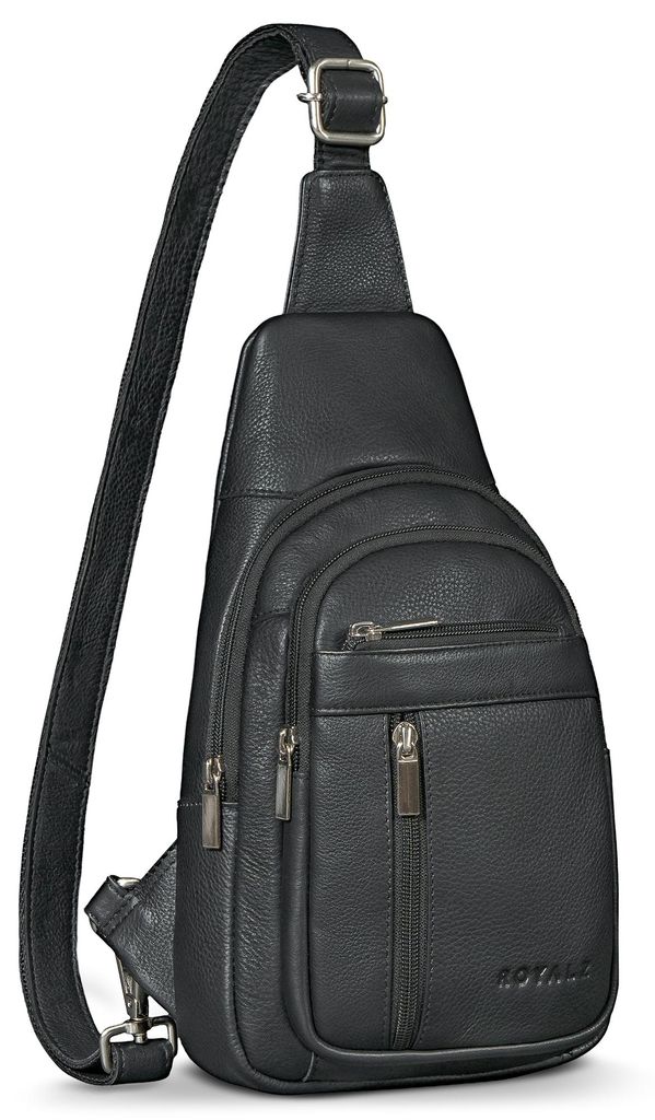 ROYALZ "Portofino" moderne Brusttasche Herren Leder klein - Sling Bag Herrentasche zum Umhängen - Vintage Look Echtleder Crossbody Bag mit Anti Di...