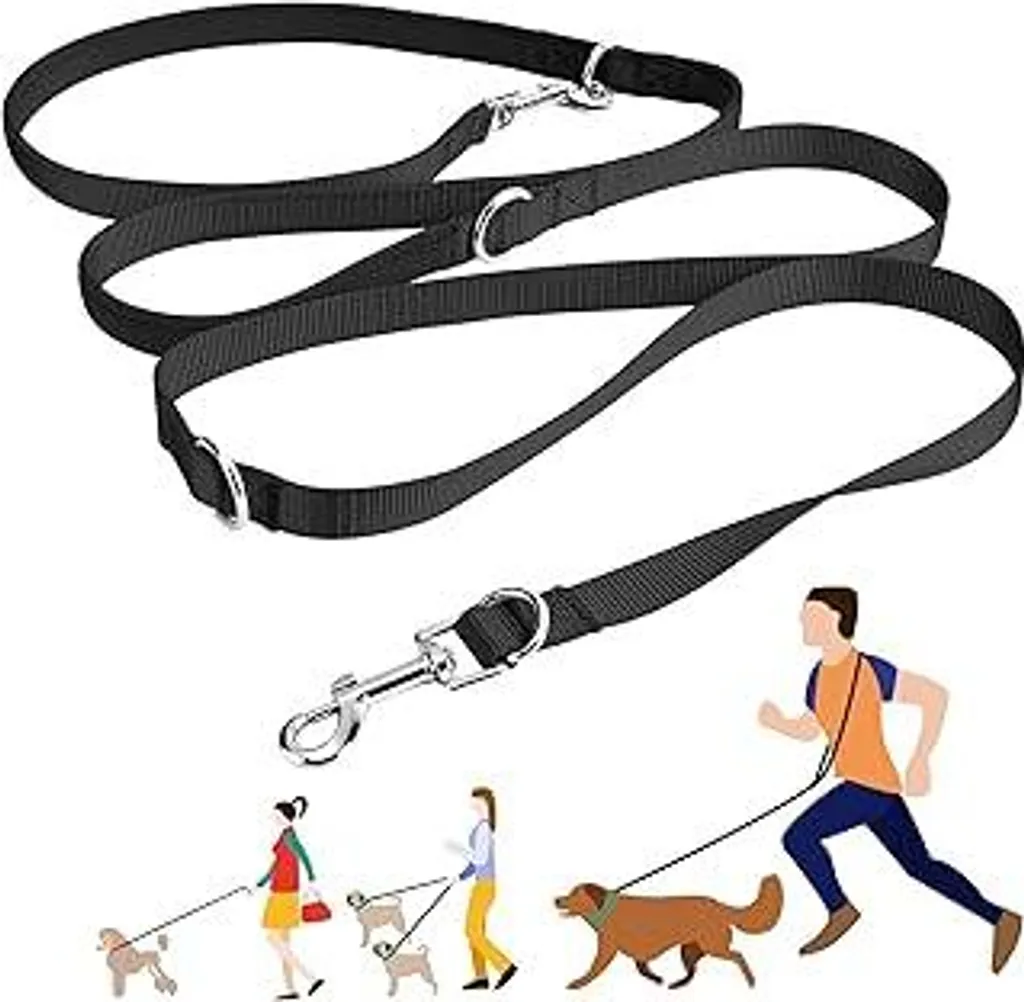 Guinzaglio Addestramento Oneisall 2,5m Nylon Regolabile Doppio Nero