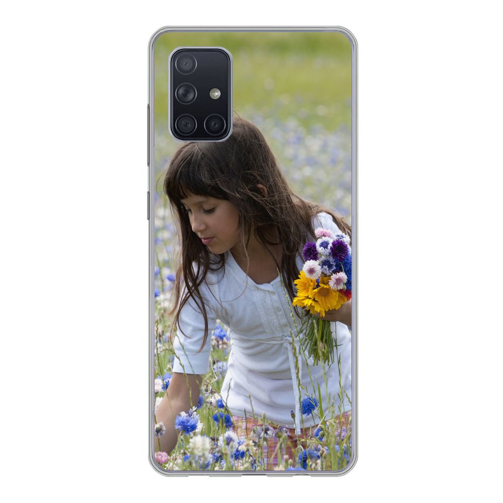 MuchoWow Handyhülle Schutzhülle Hülle für Samsung Galaxy A51 5G Mädchen - Blumen - Wiese Silikon Softcase Handy Hülle - Abbildung