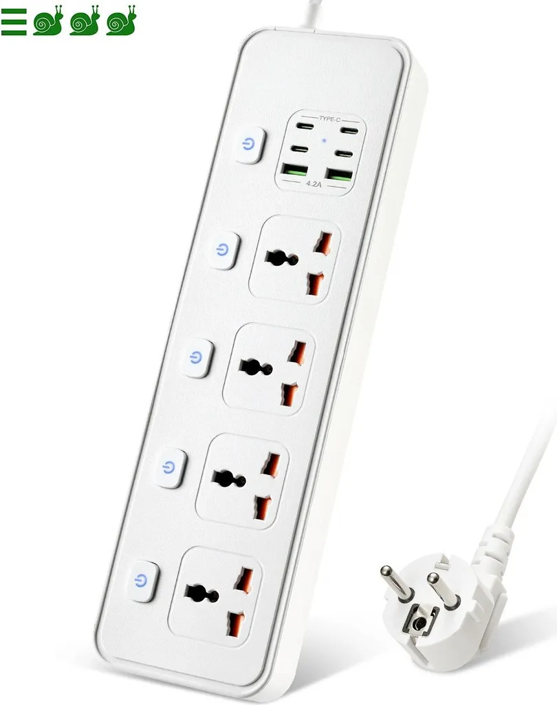 INF Multiprise Universelle Charge Rapide PD30W 4 Interrupteurs Blanc - 2