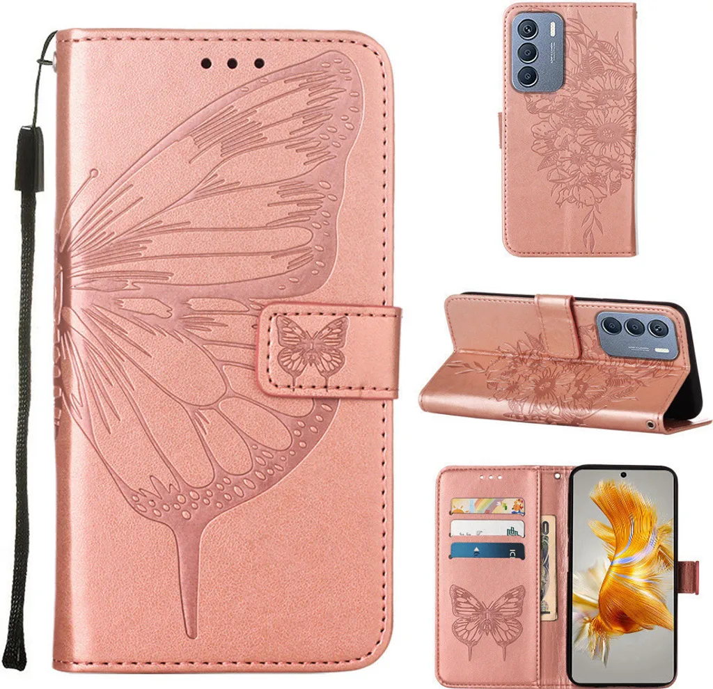 Custodia Infinix Zero 5G 2023 Farfalla Rosa - Cover Pelle Flip