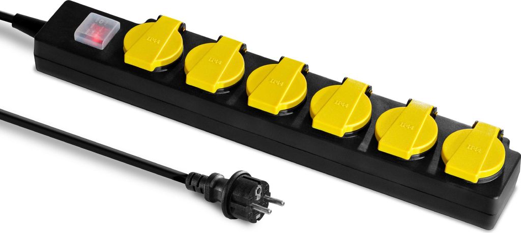 TROTEC Steckdosenleiste mit selbstschließender Schutzklappe PVP6 Mehrfachstecker Multistecker Maximalleistung von 3.500 Watt Langes 2 m Kabel