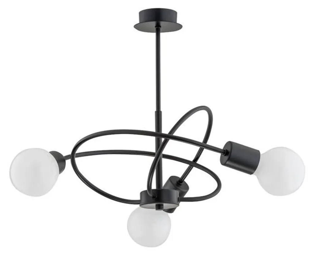 Suspension Métal Noir PULVERIT 3 Foyers E27 - Luminaire Grand Format
