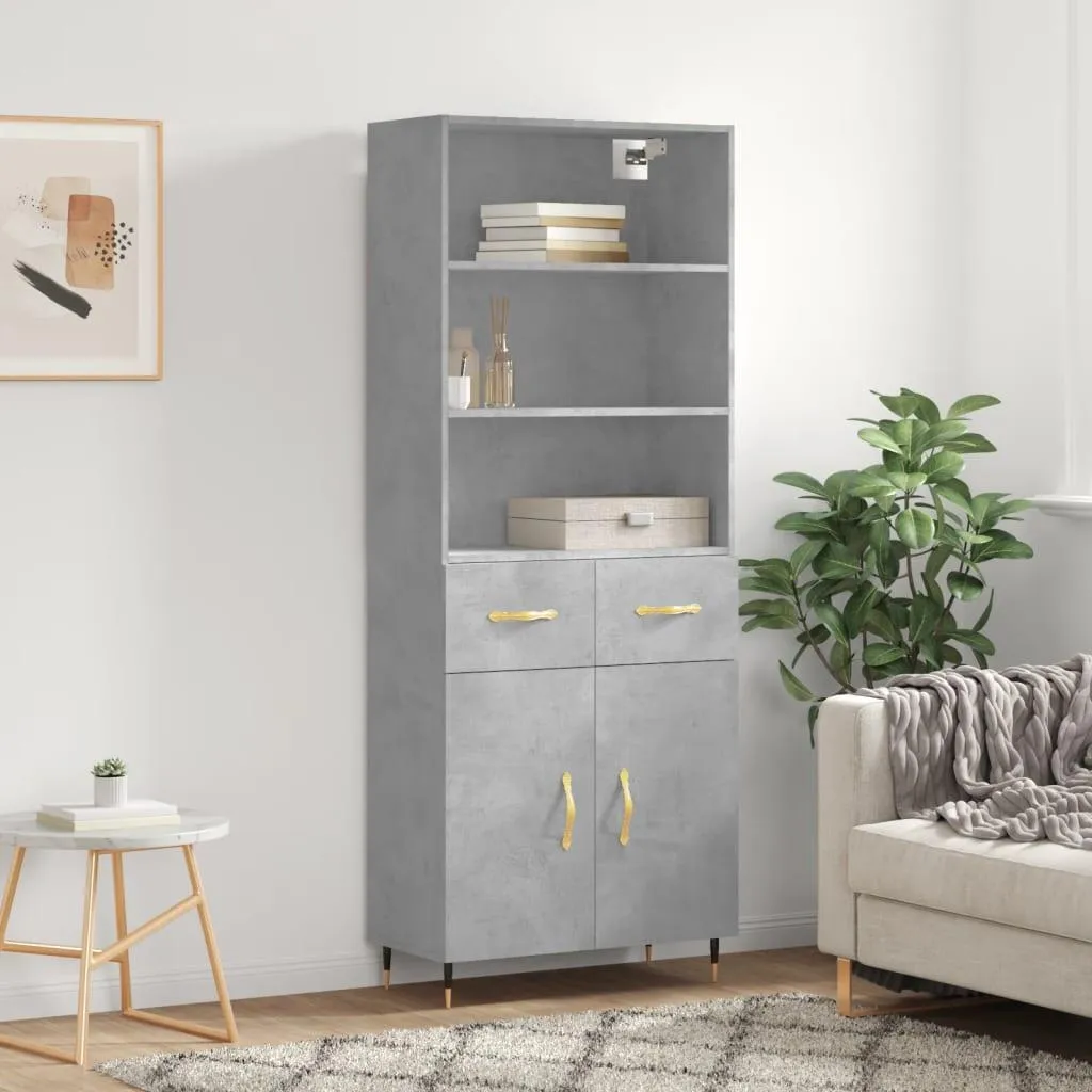 Credenza Salvaspazio vidaXL 180 cm Grigio Cemento | Mobile Multiuso Alto