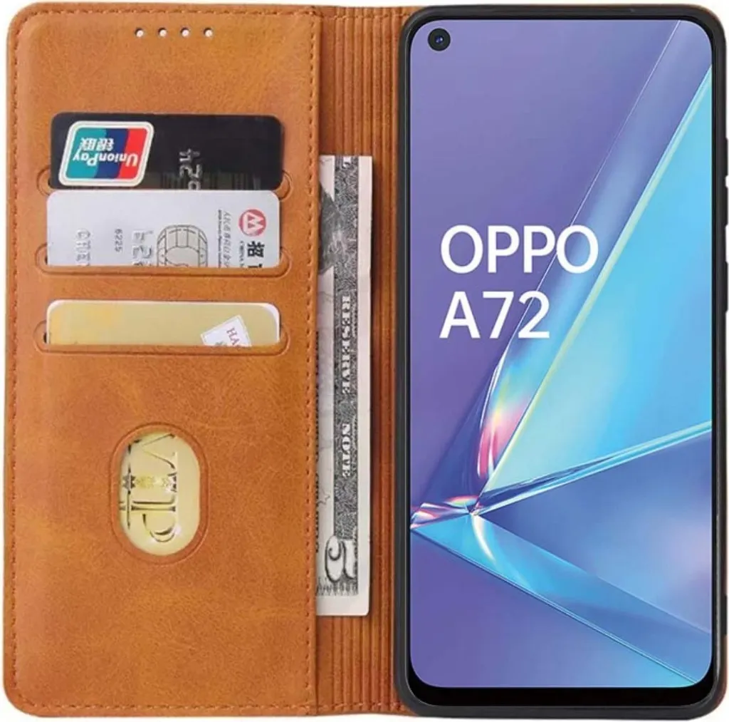 Custodia A Libro Portafoglio Per Oppo A72 5G / A73 5G – Cover In Pelle PU Con Slot Per Carte E Supporto, Magnetico, Nero - 2