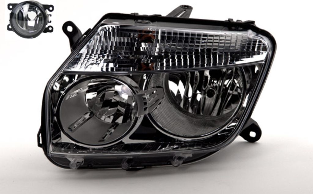 Scheinwerfer passend für Dacia Duster 04/2010 -12/2013 H7 H1 Li. + Nebel 260600069R 8200074008 6202E1 00006202E1 6710027 0000620639 620 Johns