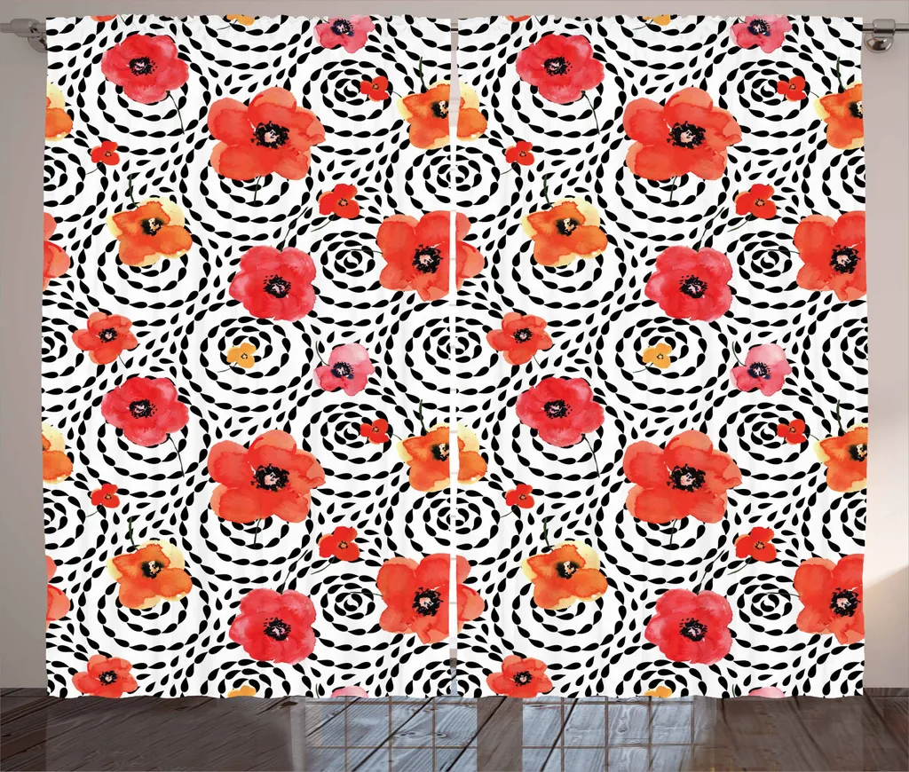 Tende Lavabili ABAKUHAUS Papaveri Rossi 280x225cm per Soggiorno