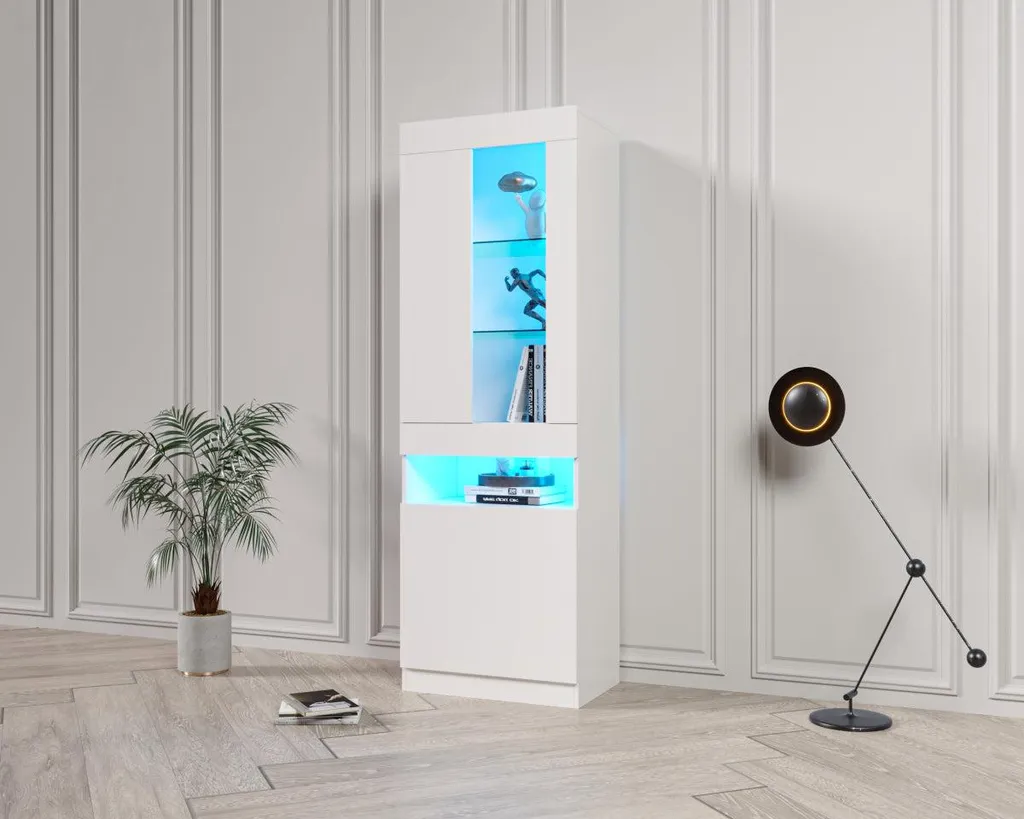 Vitrine LED noire avec 2 portes vitrées - Meuble de salon noir 160cm - 8