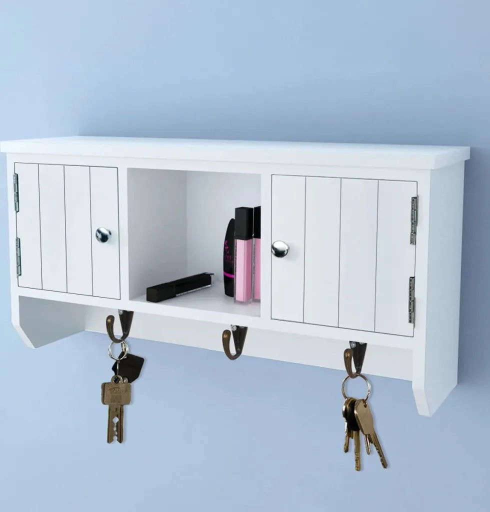 Armoire à clés murale robuste avec crochets en métal et portes pleines