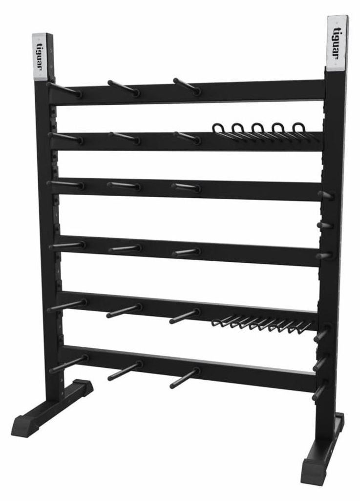 tiguar Modular Rack für Powergym & Butterfly Profi-Ständer für bis zu 24 Sets, modular erweiterbar, schwarz, 147×70×166,1 cm