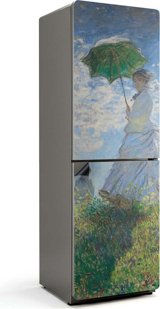 Frau mit Regenschirm – Magnetische Kühlschrank Abdeckung – Dekorfolie magnetisch Küche – Kühlschrank Magnet Deko – selbstklebende Magnet...
