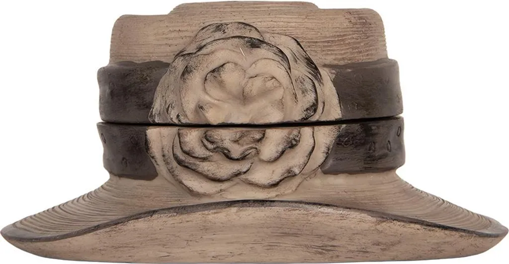 Boîte à bijoux Clayre & Eef chapeau brun Ø 22x11 cm en plastique rétro