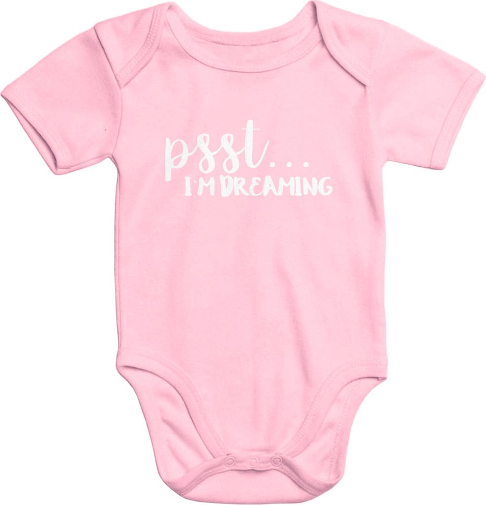 kurzarm Baby-Body mit Aufdruck Psst I ́m dreaming Müde Schlafen Baumwolle Moonworks 3-6 Monate