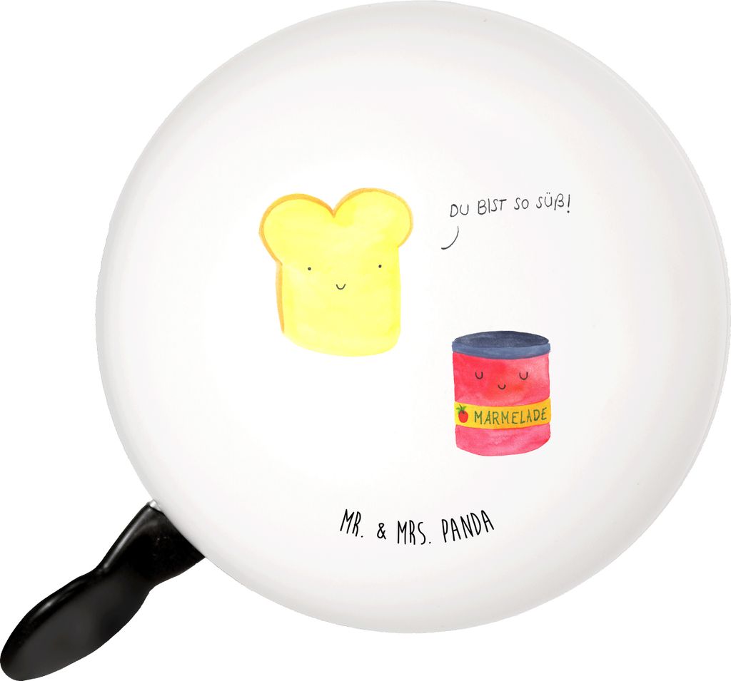 Mr. & Mrs. Panda Fahrradglocke Toast Marmelade - Weiß - Geschenk, Dreamteam, Fahrradklingel, Fahrrad Klingel, Fahrrad-Klingel, Brot, Für, Süß, ...