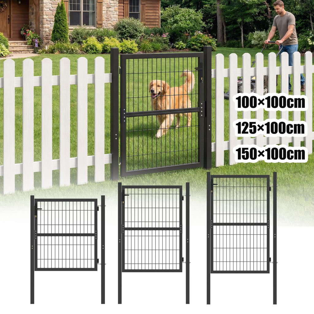 UISEBRT Gartentor Anthrazitgrau 100x100cm, verzinktes Produktbild 