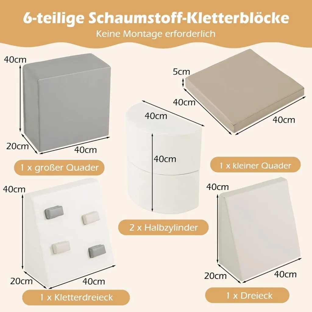 Blocs d'escalade souples en mousse haute densité, set de 6 modules DIY