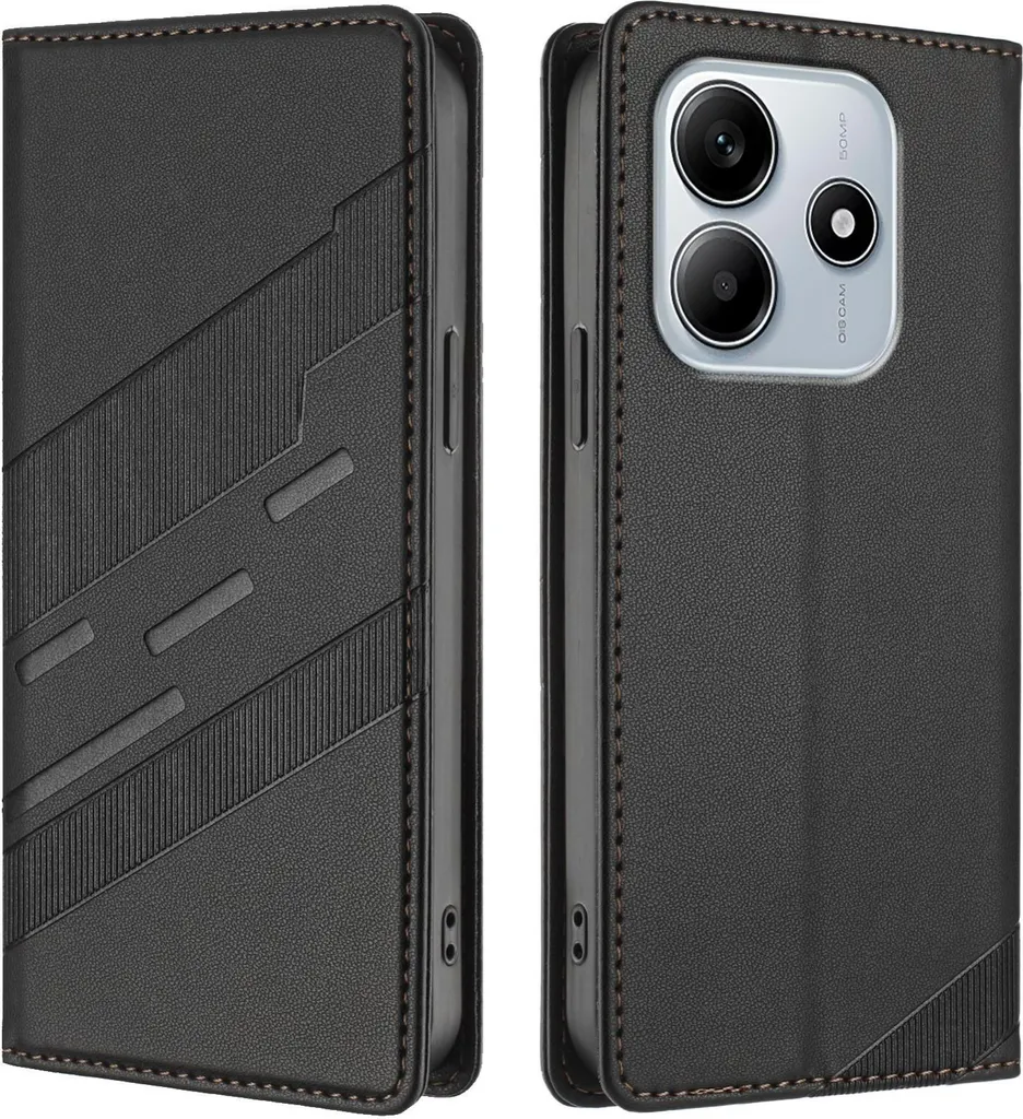 Cover Xiaomi Redmi Note 14 Pro 4G In Pelle PU Con Portafoglio E Supporto – Nero