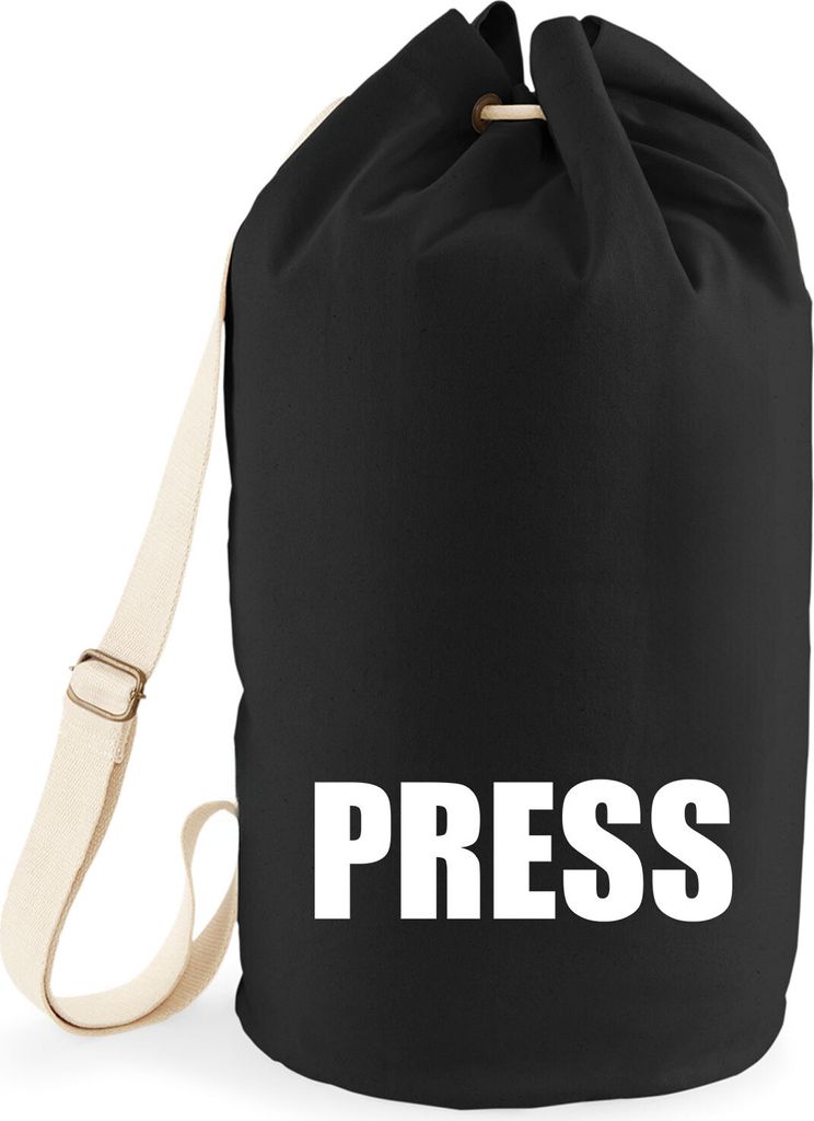 Huuraa Seesack Press Schriftzug 20 Liter Black Baumwolle Rucksack Geschenkidee