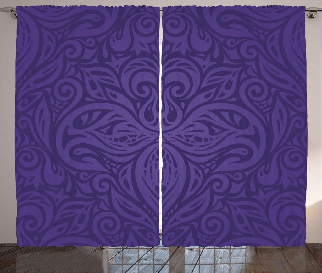 ABAKUHAUS Rideau Rustique Motif Floral Violet Foncé 280 x 225 cm