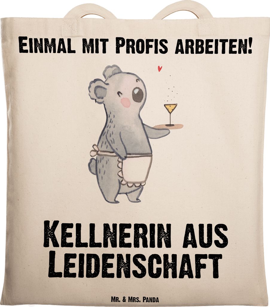 Mr. & Mrs. Panda Tote Bag Kellnerin Leidenschaft - Transparent - Geschenk, Tasche, Jutebeutel, Uni, Spruch, Schultasche, Ausbildung, Restaurant, Al...