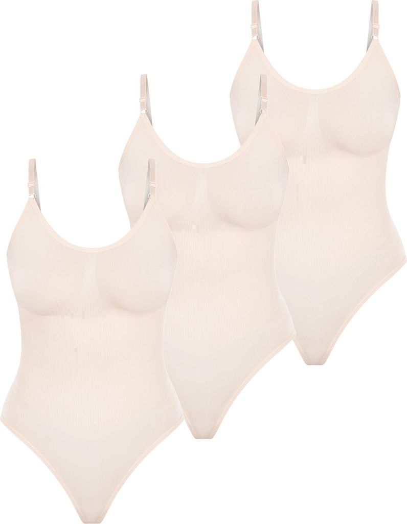 Smilodox Damen 3x String Bodysuit - Figurformend mit verstellbaren Trägern