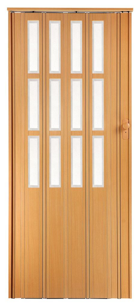 Falttür Schiebetür H 203 cm B bis 85 cm + Fenstern Schloss, Buche Farben stabiles Doppelwandprofil