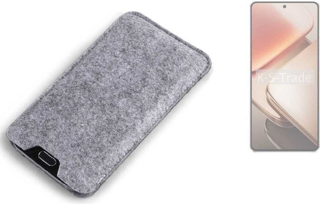K-S-Trade Filz Handyhülle kompatibel mit Vivo iQOO Z9 Turbo+ Schutzhülle Filztasche Filz Tasche Case Sleeve Handy Hülle Filzhülle grau