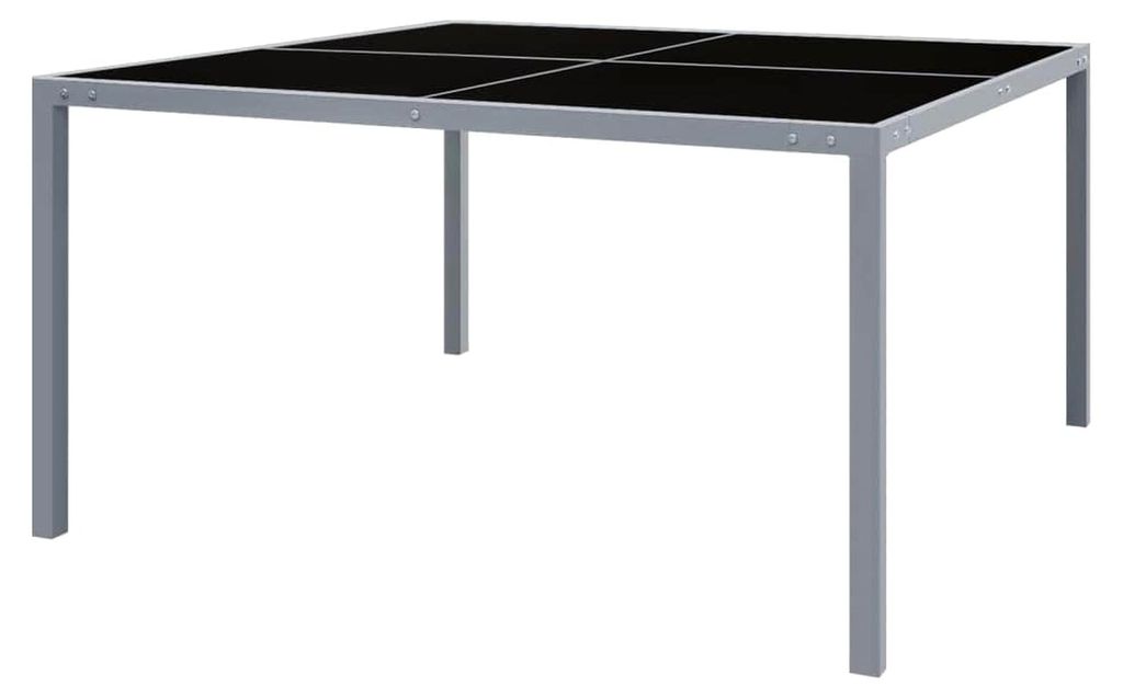 Gartentisch 130x130x72 cm Grau Stahl und Glas