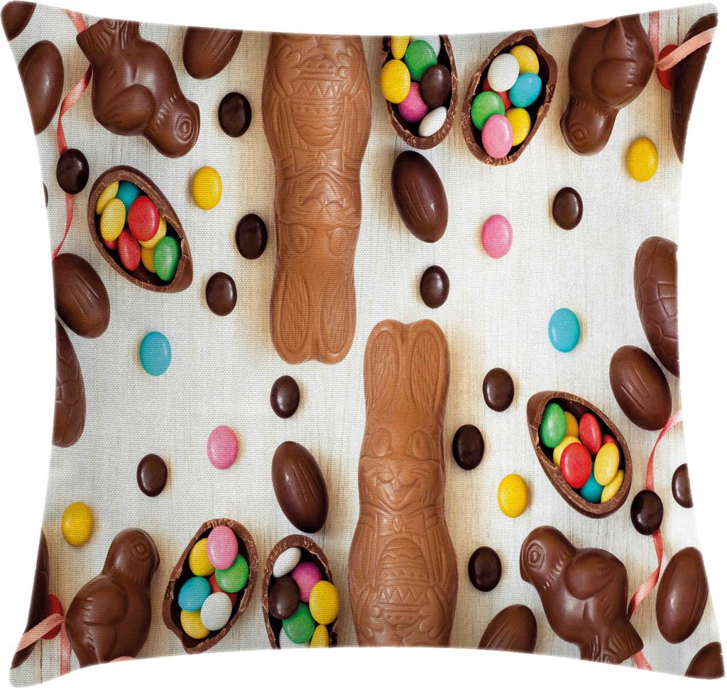 ABAKUHAUS Osterhase Kissenbezug, Nette Choco Kaninchen, Waschbar mit Reißverschluss Kissenhülle mit Farbfesten Klaren Farben Beidseitiger Druck, ...