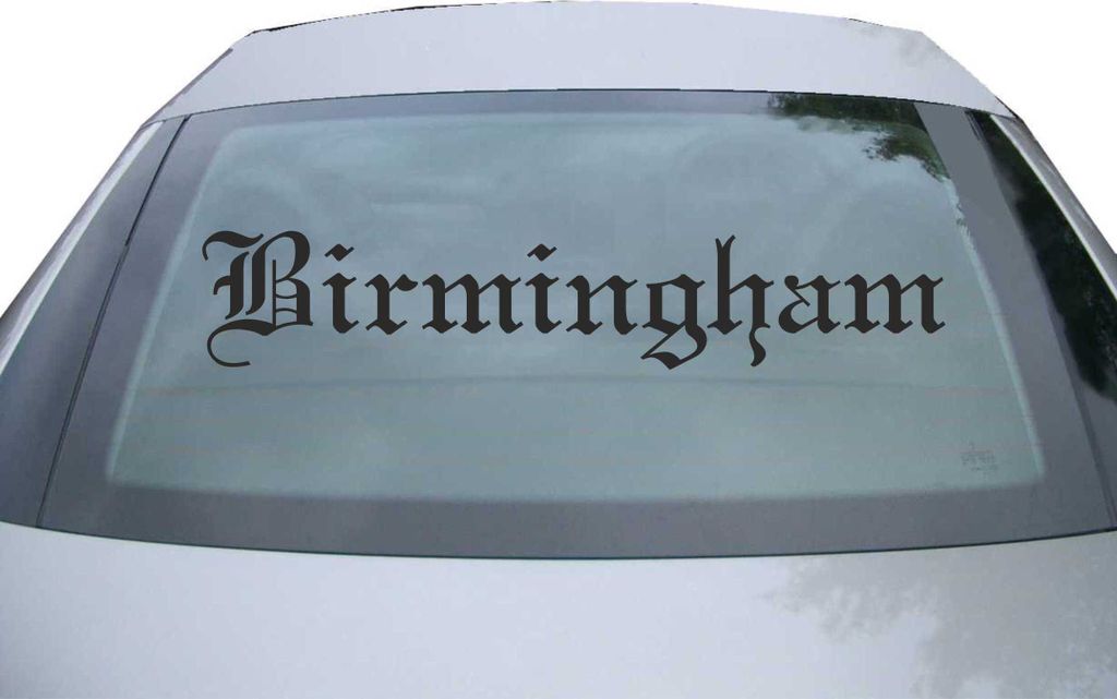 Indigos UG - Aufkleber Heckscheibe & Motorklappe DE6599 - schwarz - 600x111 mm - Birmingham - Auto Scheiben Fenster Heckklappe Tuning Racing JDM - ...