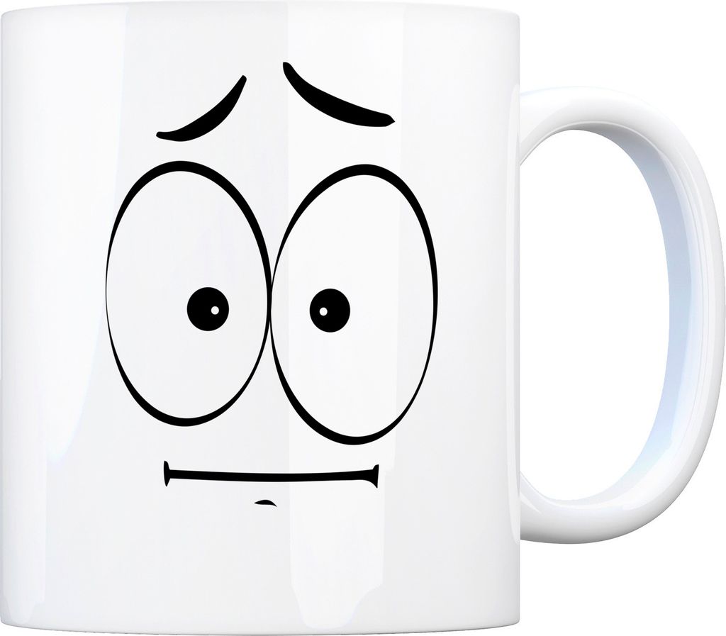 Tassengesichter Kaffeebecher mit ungläubiges Gesicht Motiv Tasse Kaffeebecher
