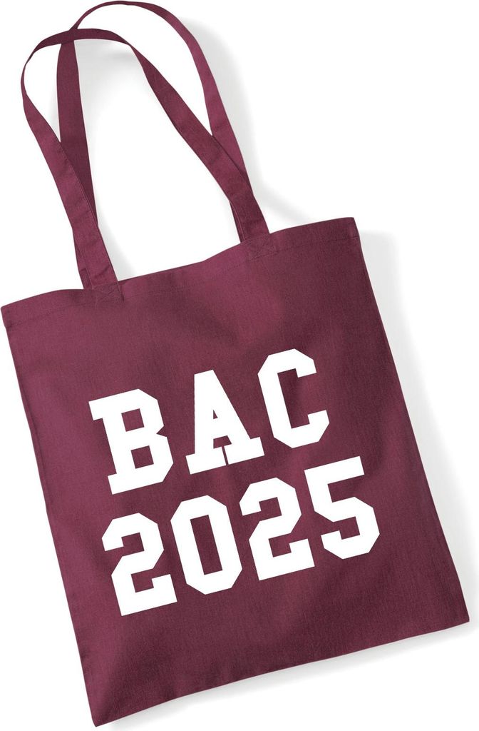 Huuraa Jutebeutel BAC 2025 Abschluss Frankreich 10 Liter Burgundy Baumwolle Tasche Geschenkidee