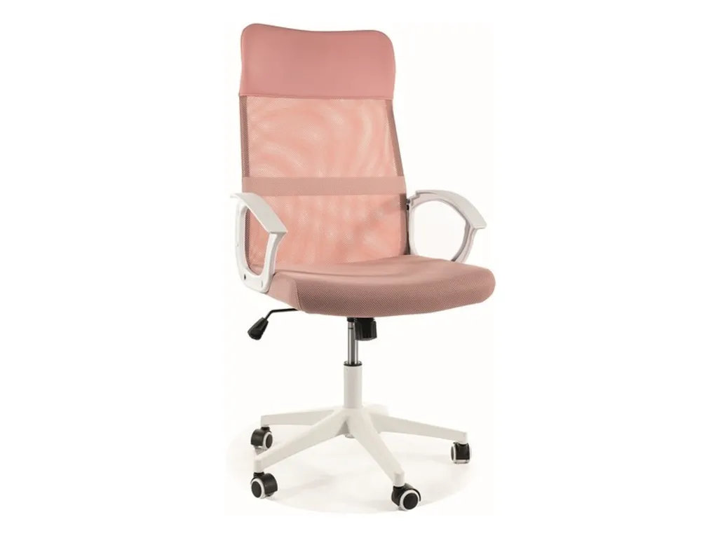 Siège de bureau DARCY rose ergonomique en velours doux et pieds blancs