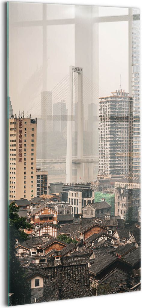 Designer Glasbild - Wandbild - Glas Bild - 60x120 cm - Altstadt Von Chongqing