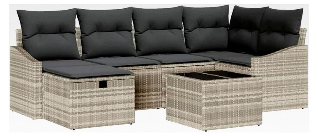 Garten-Sofa-Set mit Kissen | Poly-Rattan & Stahl | für Sommerpartys & Entspannung im Freien - Moderner Look, quadratische Form