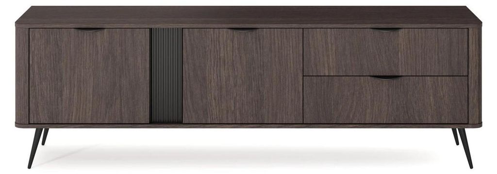 TV-Board Fernsehtisch TERZO 195 Eiche Dunin Dunkel Rillenfront Japandi