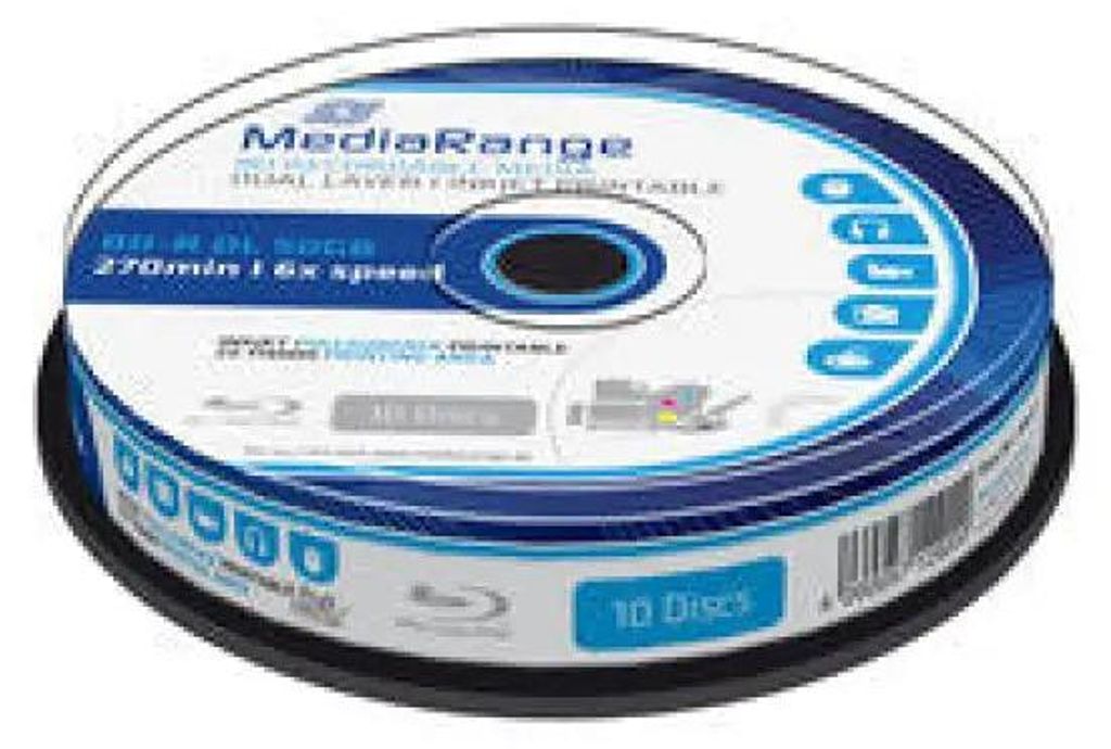 MediaRange BD-R 50 GB, Blu-ray-Rohlinge, (6fach, 10 Stück, Produktbild 
