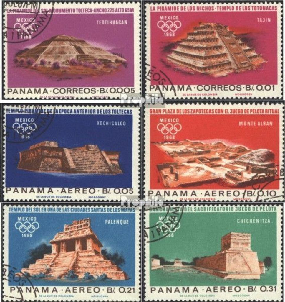 Briefmarken Panama 1967 Mi 974-979 (kompl.Ausg.) gestempelt Altmexikanische Kultstätten